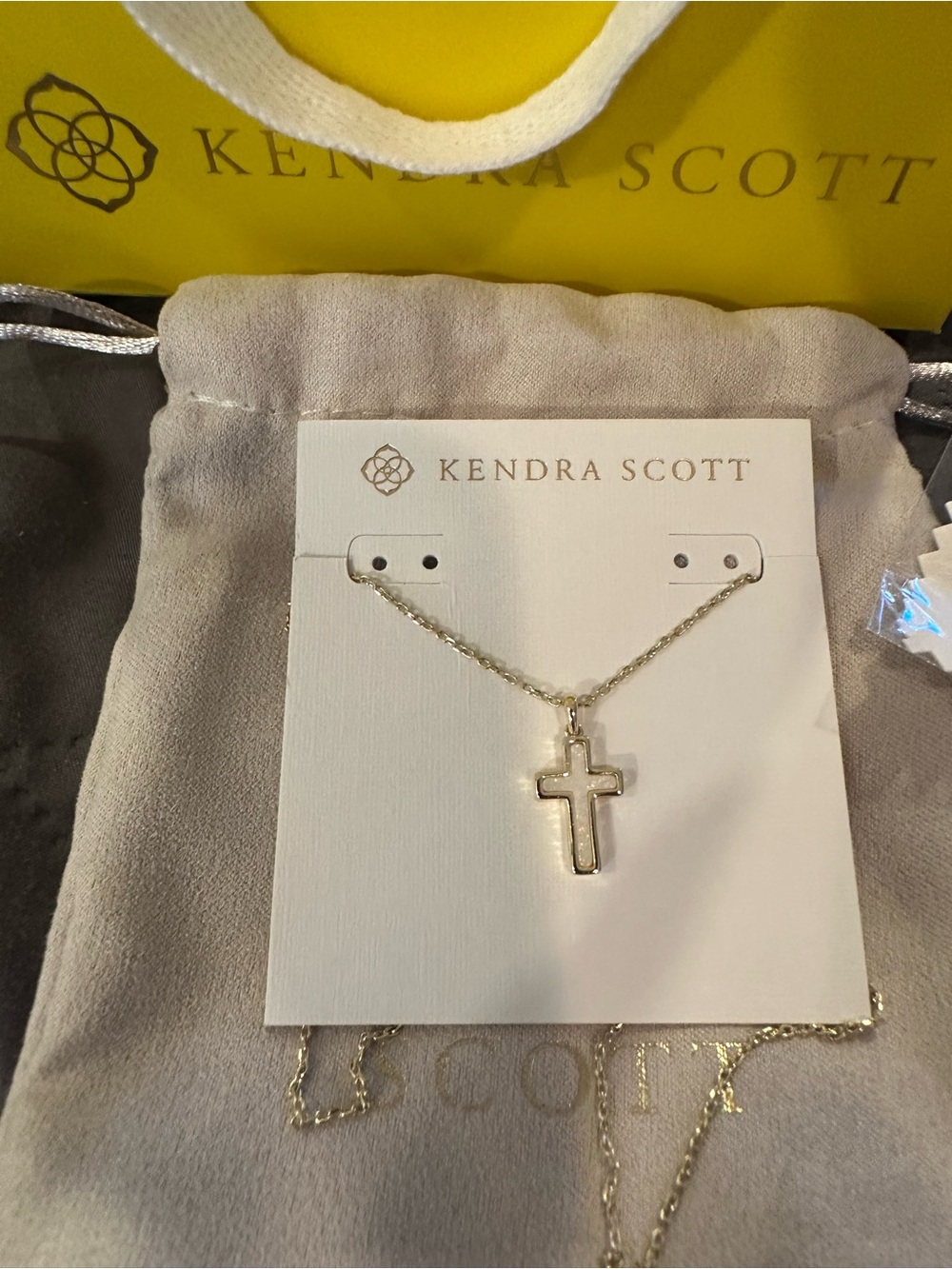 Kendra Scott Gold Reversible Cross adjustable Pendant Necklace w/bonus